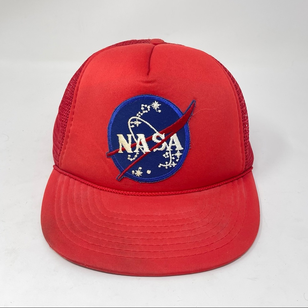 True Vintage Armadillo Brand Red NASA hat Trucker